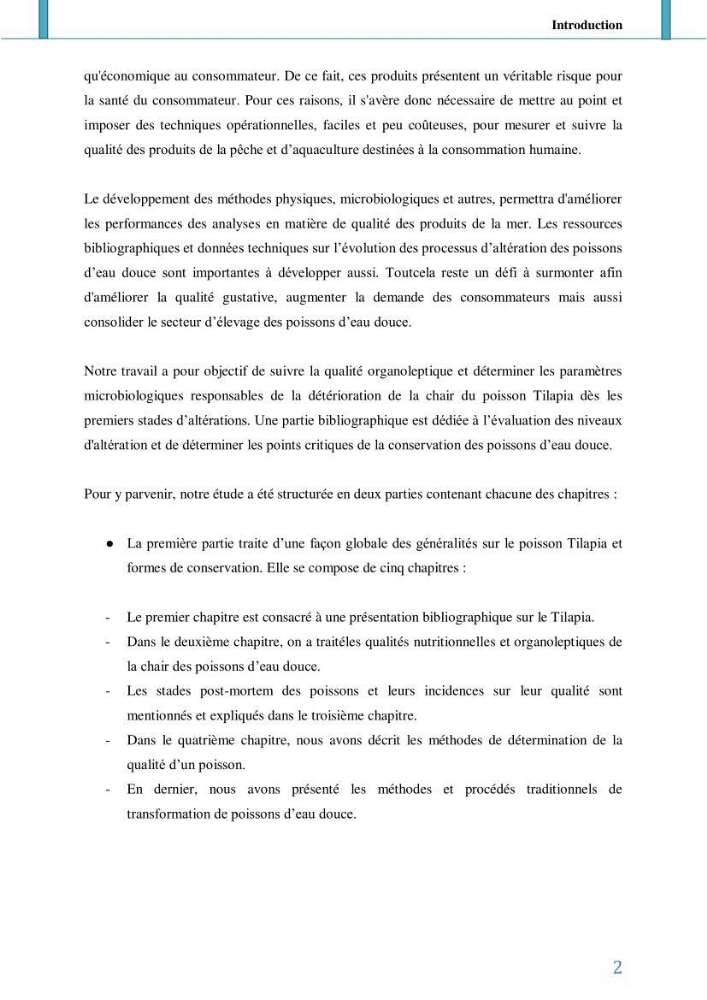 Suivi de l’évaluation de la qualité de fraicheur des poissons d’eau douce et leur valorisation par des procédés traditionnels