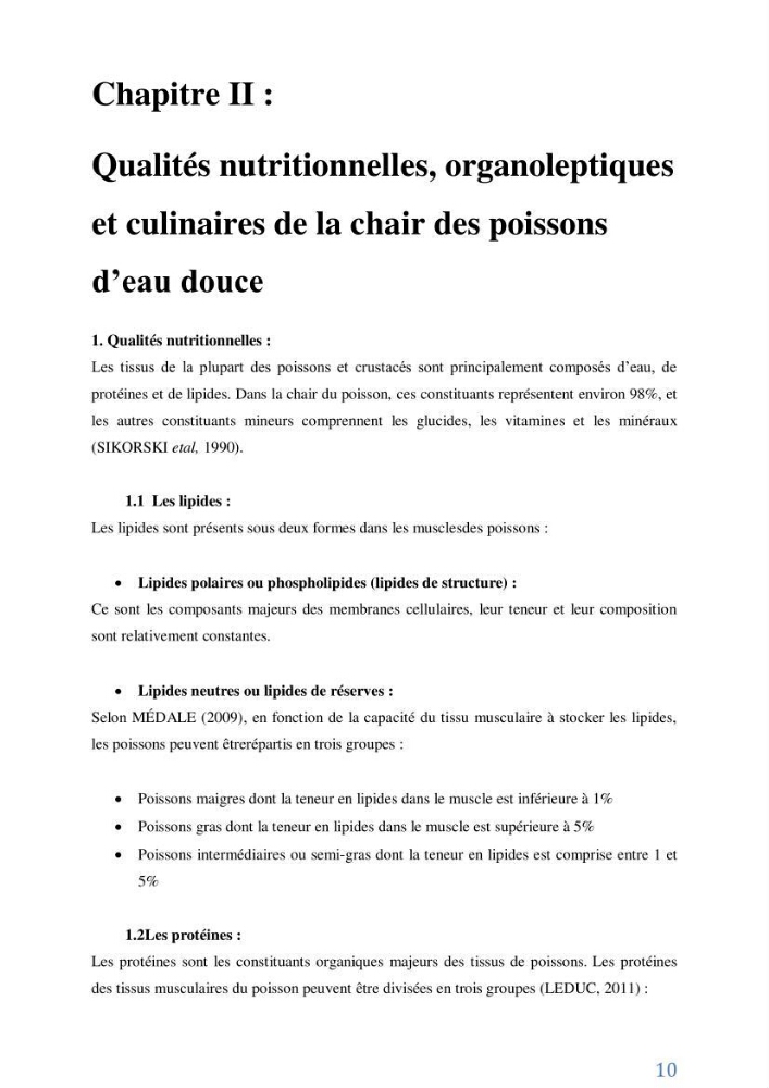Suivi de l’évaluation de la qualité de fraicheur des poissons d’eau douce et leur valorisation par des procédés traditionnels