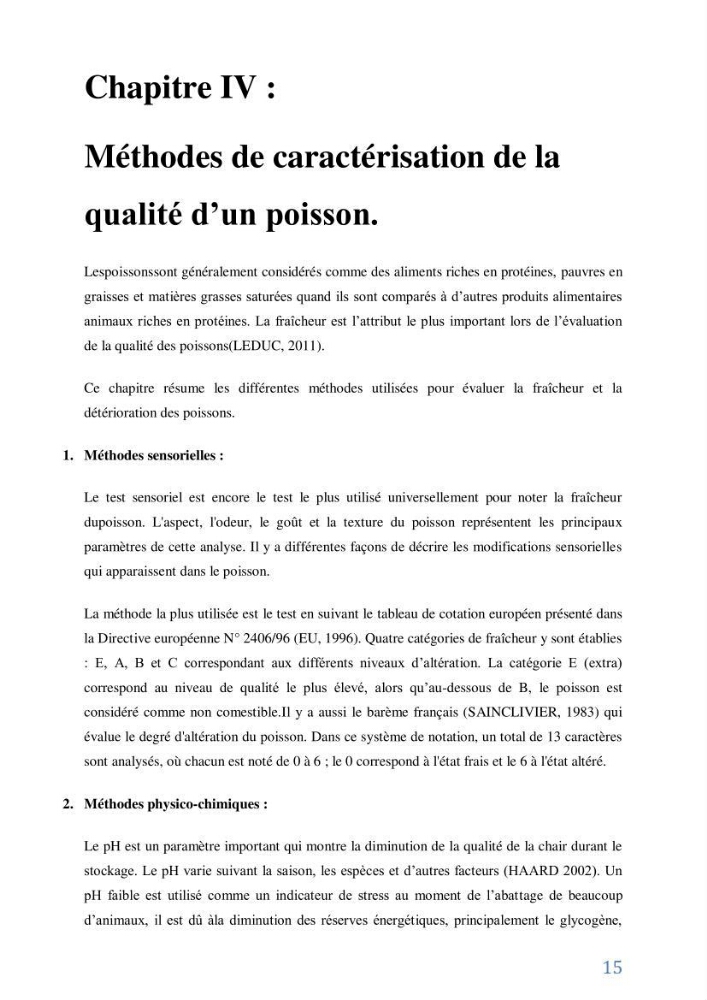 Suivi de l’évaluation de la qualité de fraicheur des poissons d’eau douce et leur valorisation par des procédés traditionnels