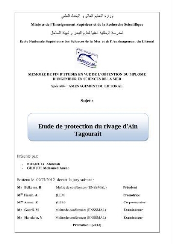 Etude de protection du rivage d'Ain Tagourait: Etude de protection du rivage d'Ain Tagourait: