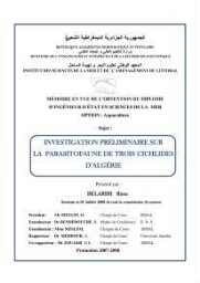 Investigation préliminaire sur la parasitofaune de trois cichlides d'Algérie
