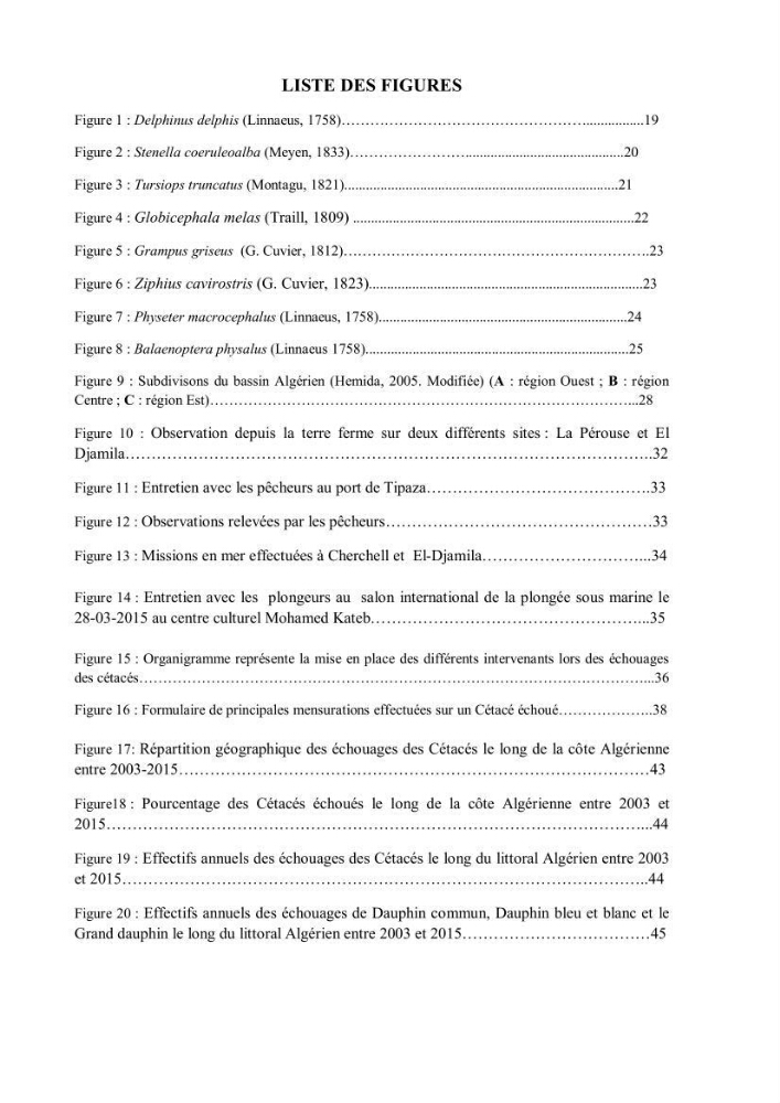 Contribution à l\'étude de la répartition des cétacés le long de la côte Algérienne: bilan des échouages