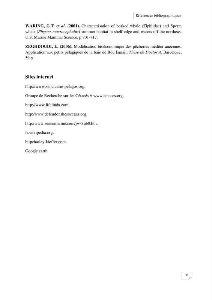 Contribution à l\'étude de la répartition des cétacés le long de la côte Algérienne: bilan des échouages