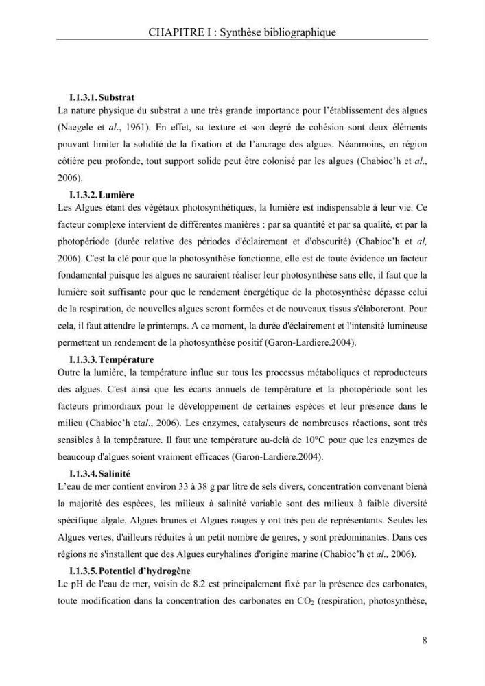 Etude de quelques paramètres physico-chimiques et ecotoxicologiques d\'une algue verte du genre Ulva du littoral Algérois