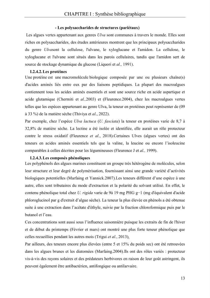 Etude de quelques paramètres physico-chimiques et ecotoxicologiques d\'une algue verte du genre Ulva du littoral Algérois