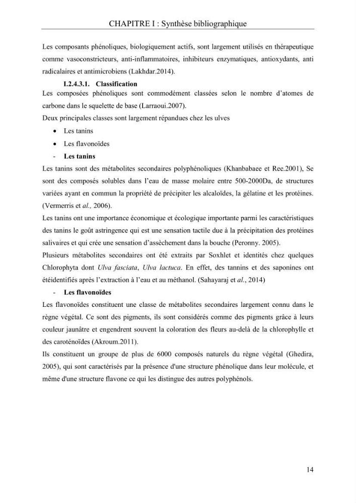 Etude de quelques paramètres physico-chimiques et ecotoxicologiques d\'une algue verte du genre Ulva du littoral Algérois