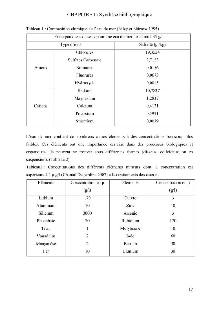 Etude de quelques paramètres physico-chimiques et ecotoxicologiques d\'une algue verte du genre Ulva du littoral Algérois