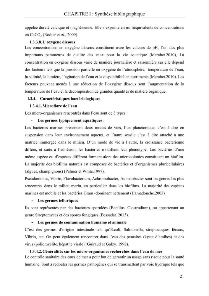 Etude de quelques paramètres physico-chimiques et ecotoxicologiques d\'une algue verte du genre Ulva du littoral Algérois