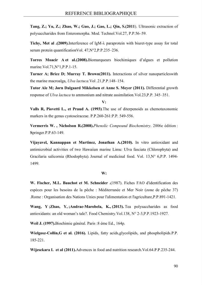 Etude de quelques paramètres physico-chimiques et ecotoxicologiques d\'une algue verte du genre Ulva du littoral Algérois