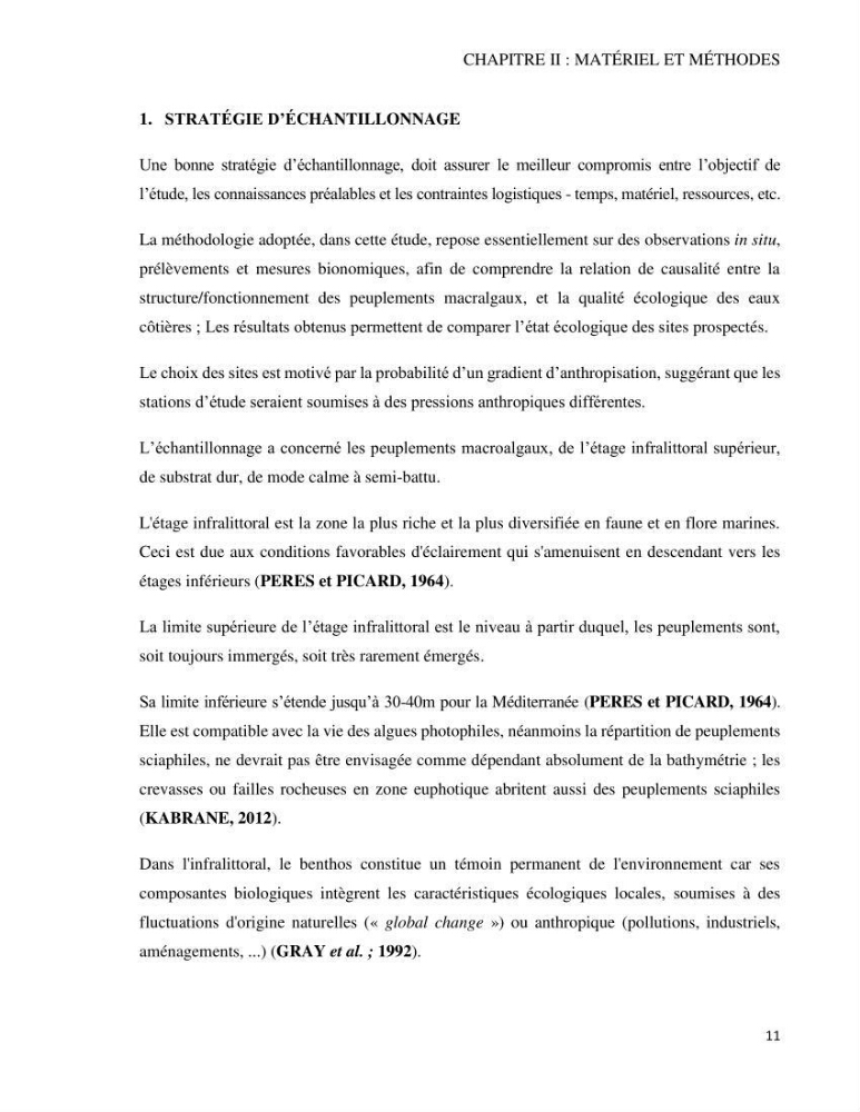Bioévaluation de la qualité des eaux marines côtières par l\'utilisation des macroalgues dynamique spatiale