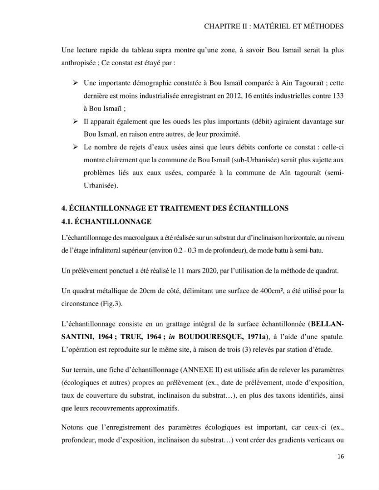 Bioévaluation de la qualité des eaux marines côtières par l\'utilisation des macroalgues dynamique spatiale