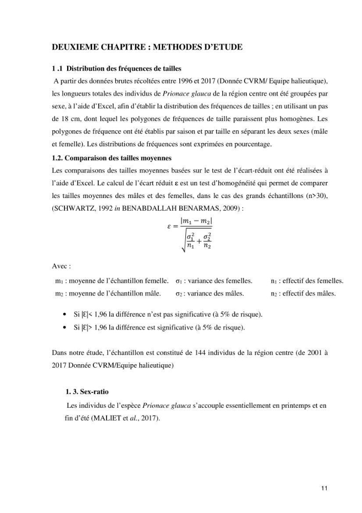 Contribution à l’étude de Prionace glauca (Elasmobranches, Carcharhinidae) dans la région centre