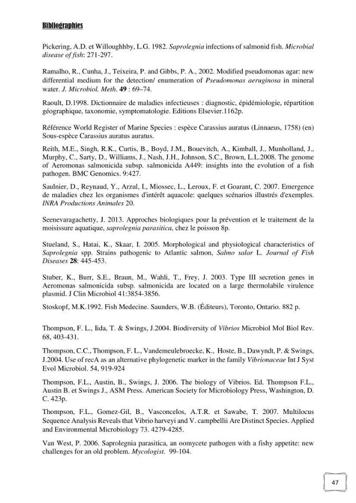 Recherche de germes responsables d\'infection microbiennes chez les poissons d\'ornement: