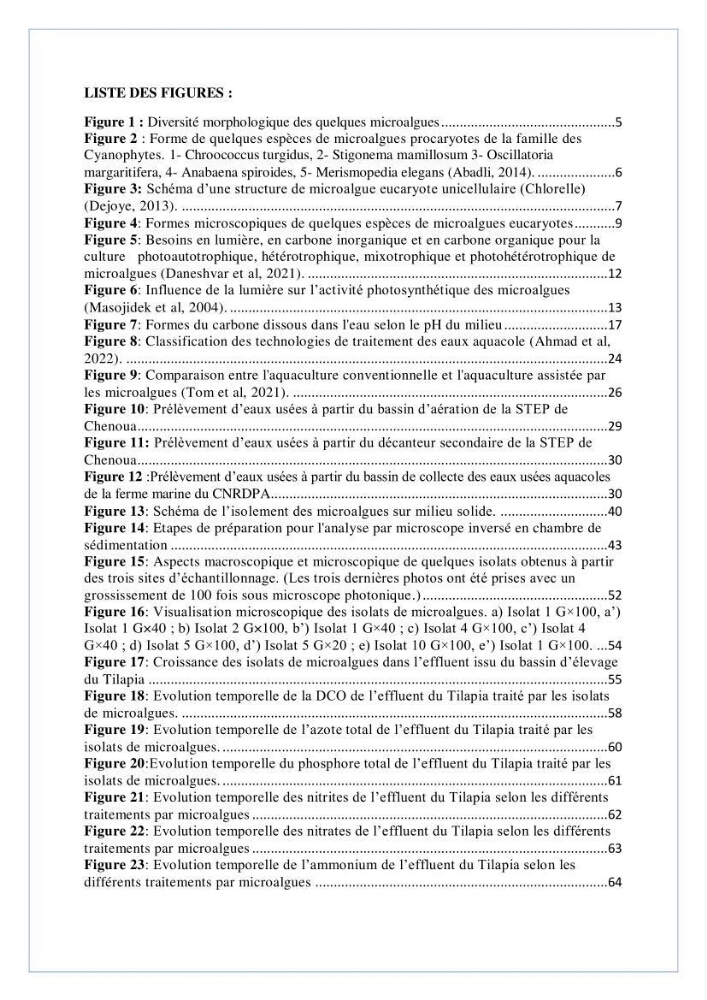 Isolement, purification et criblage des microalgues pour le traitement des eaux usées aquacoles