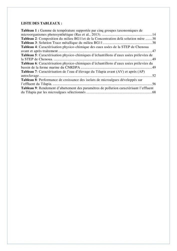 Isolement, purification et criblage des microalgues pour le traitement des eaux usées aquacoles