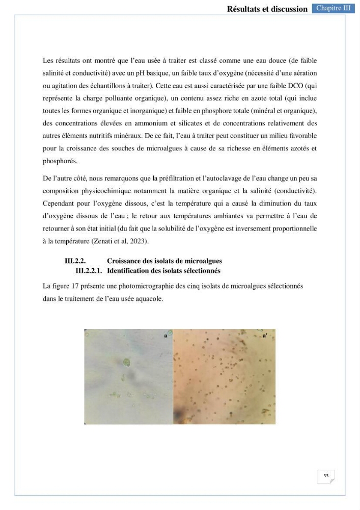 Isolement, purification et criblage des microalgues pour le traitement des eaux usées aquacoles