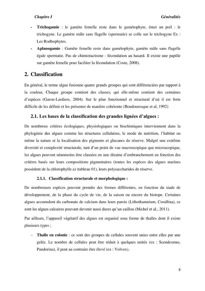 Contribution à l\'étude du peuplement algal de substart dur dans la région de Tipaza
