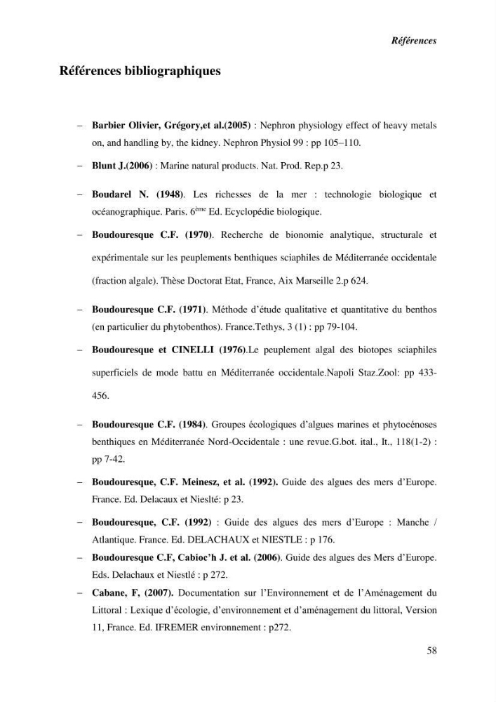 Contribution à l\'étude du peuplement algal de substart dur dans la région de Tipaza