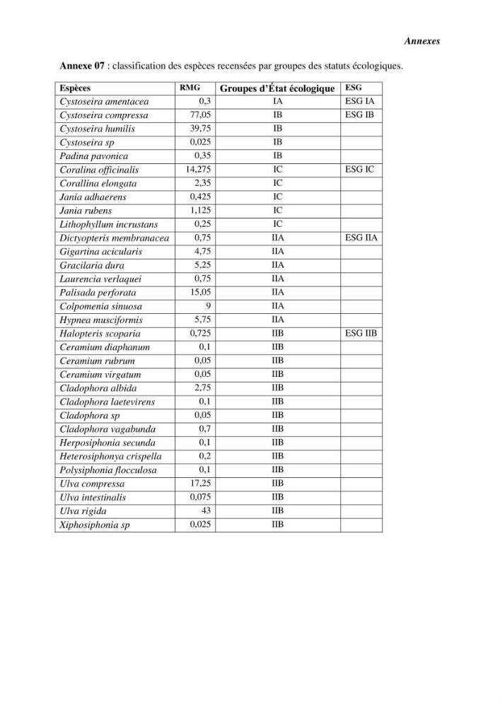 Contribution à l\'étude du peuplement algal de substart dur dans la région de Tipaza