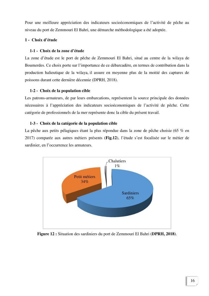 Etude des indicateurs socio-economiques de la pecherie sardinière dans le port de Zemmouri El Bahri (Boumerdes)