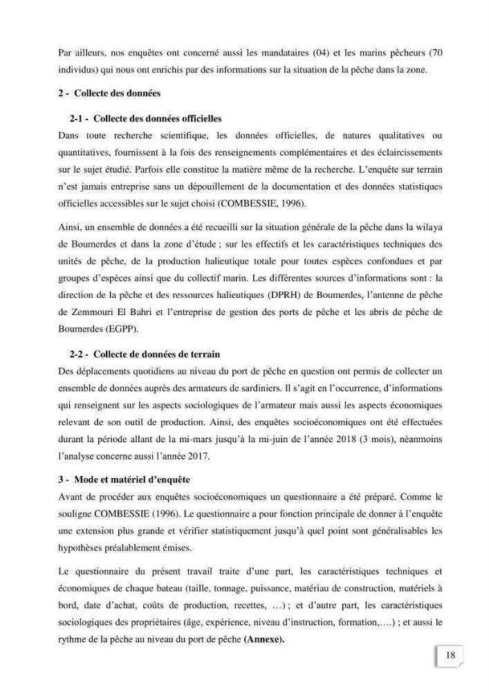 Etude des indicateurs socio-economiques de la pecherie sardinière dans le port de Zemmouri El Bahri (Boumerdes)