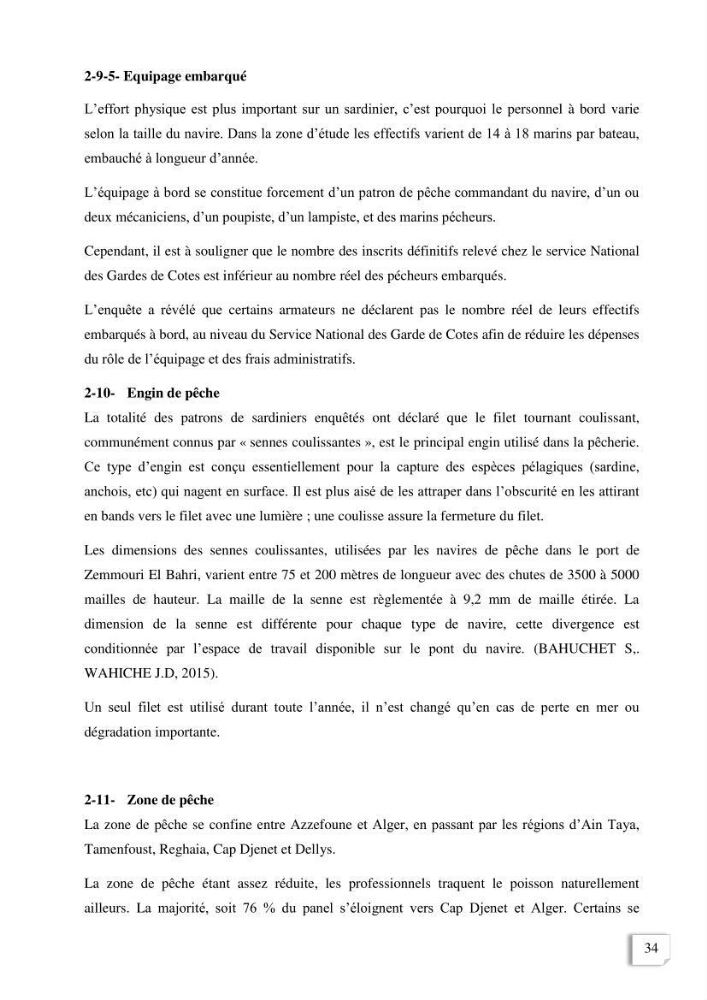 Etude des indicateurs socio-economiques de la pecherie sardinière dans le port de Zemmouri El Bahri (Boumerdes)
