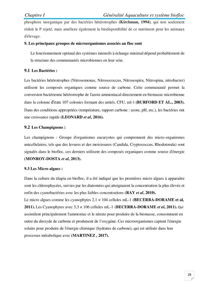 Contribution à la conception d’une ferme d\'élevage De tilapia du Nil (Oreochromis niloticus) en système bio-floc.: