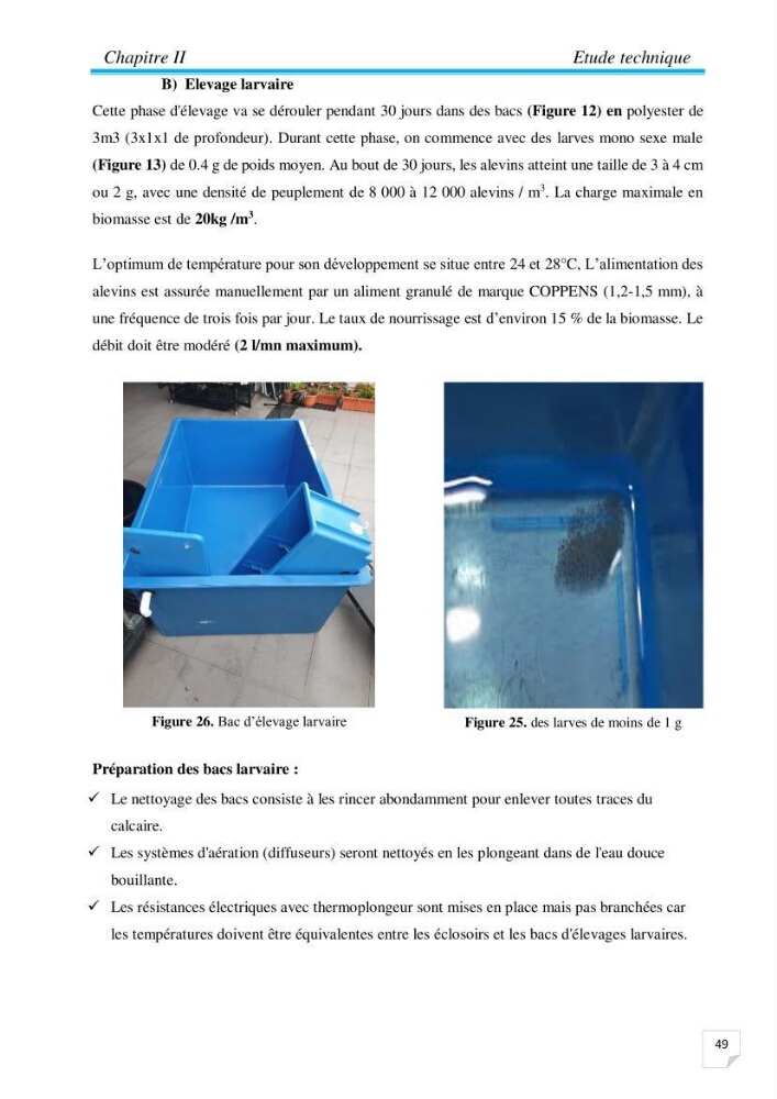 Contribution à la conception d’une ferme d\'élevage De tilapia du Nil (Oreochromis niloticus) en système bio-floc.:
