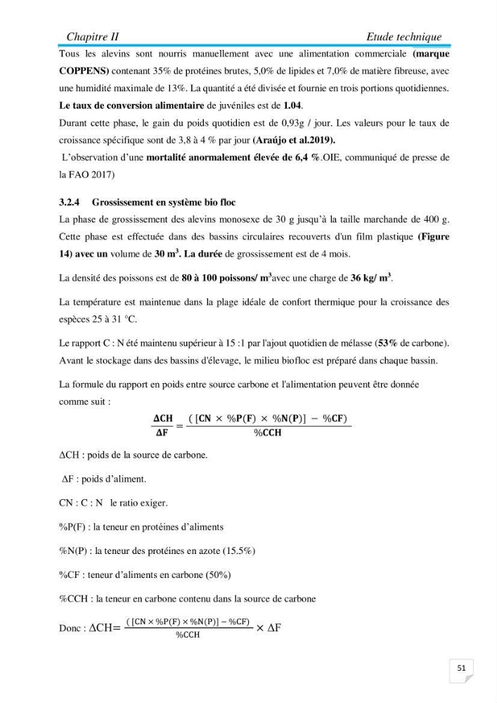 Contribution à la conception d’une ferme d\'élevage De tilapia du Nil (Oreochromis niloticus) en système bio-floc.: