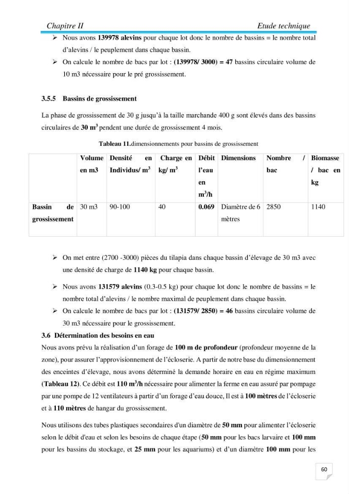 Contribution à la conception d’une ferme d\'élevage De tilapia du Nil (Oreochromis niloticus) en système bio-floc.: