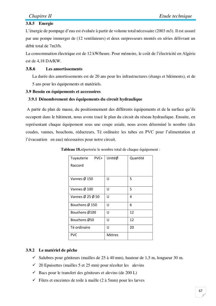 Contribution à la conception d’une ferme d\'élevage De tilapia du Nil (Oreochromis niloticus) en système bio-floc.: