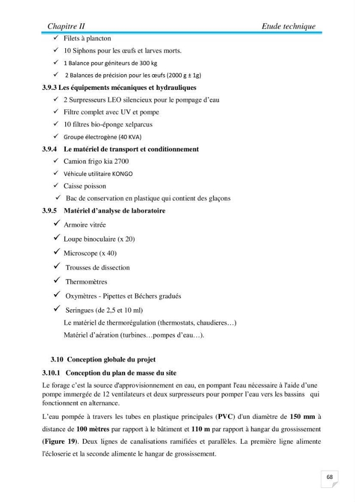 Contribution à la conception d’une ferme d\'élevage De tilapia du Nil (Oreochromis niloticus) en système bio-floc.: