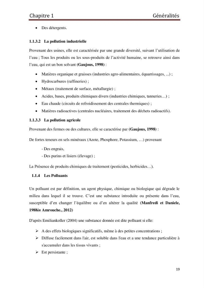 Les paramètres physico-chimiques et les sels nutritifs dans les eaux côtières Algéroises ( Baie d\'Alger, la baie de Bou-Ismail: