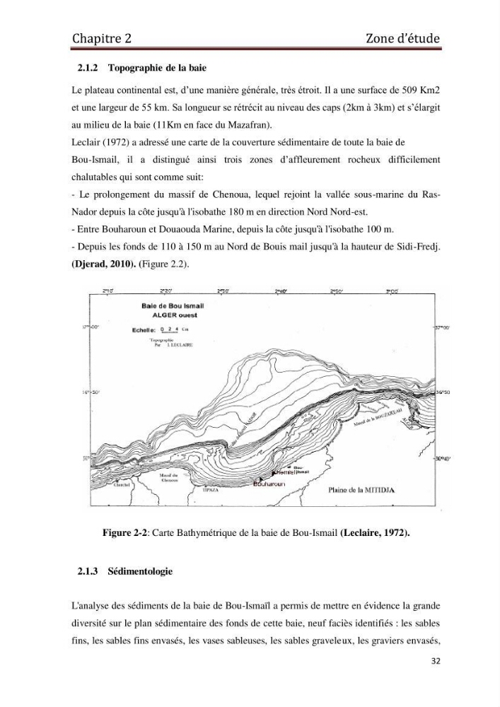 Les paramètres physico-chimiques et les sels nutritifs dans les eaux côtières Algéroises ( Baie d\'Alger, la baie de Bou-Ismail: