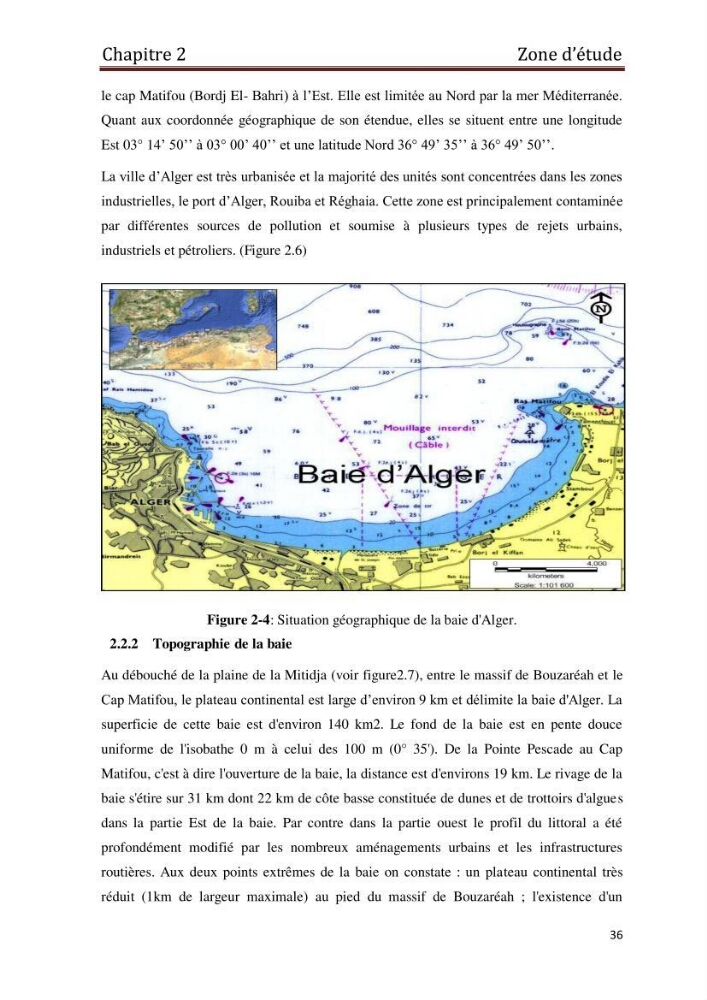 Les paramètres physico-chimiques et les sels nutritifs dans les eaux côtières Algéroises ( Baie d\'Alger, la baie de Bou-Ismail: