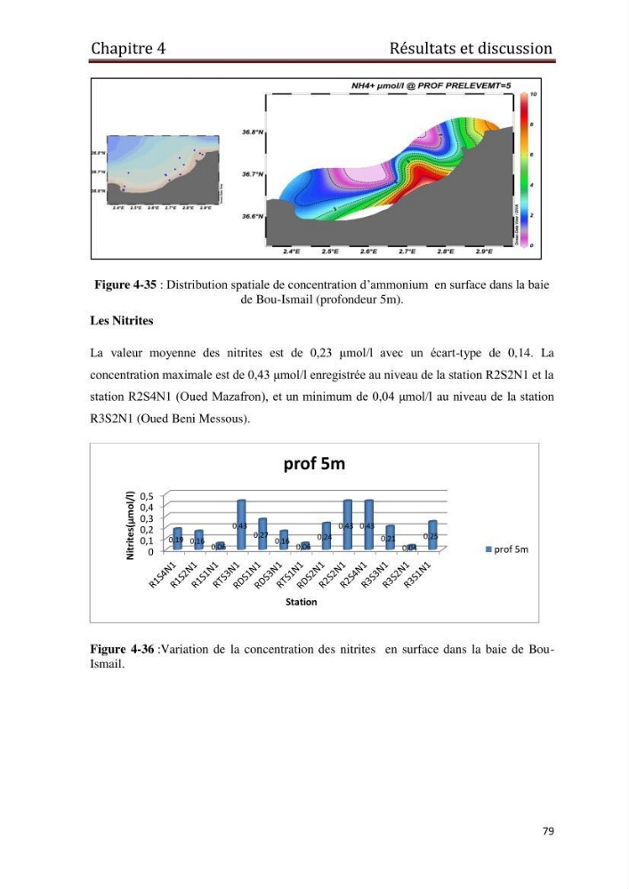 Les paramètres physico-chimiques et les sels nutritifs dans les eaux côtières Algéroises ( Baie d\'Alger, la baie de Bou-Ismail: