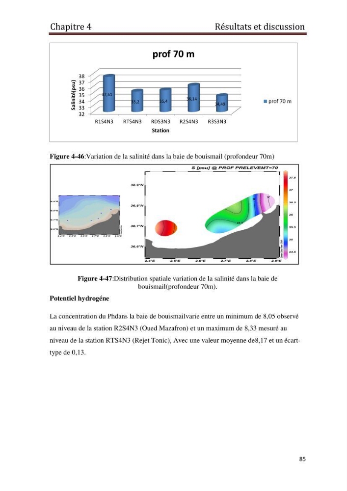 Les paramètres physico-chimiques et les sels nutritifs dans les eaux côtières Algéroises ( Baie d\'Alger, la baie de Bou-Ismail:
