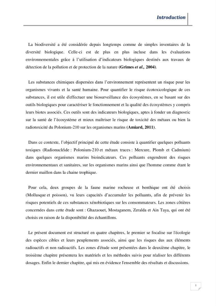 Contribution à l’évaluation des risques environnementaux radioactifs et métalliques sur la biodiversité de quelques organismes marins