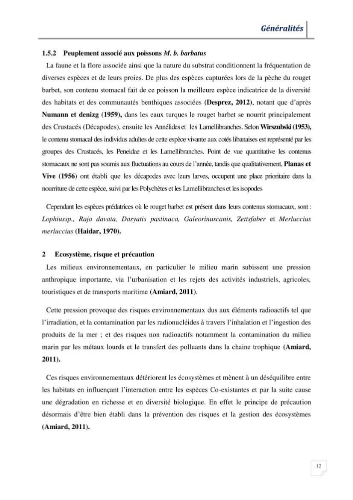 Contribution à l’évaluation des risques environnementaux radioactifs et métalliques sur la biodiversité de quelques organismes marins