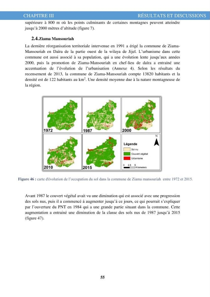 L\'évolution de l\'occupation du sol de la zone côtière du Parc National de Taza Jijel