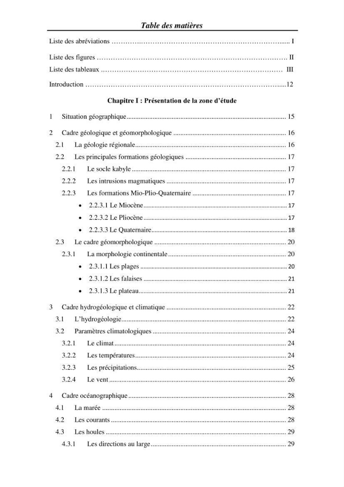 Etude et évaluation de l\'état de la vulnérabilité du système côtier de la zone Est-Algéroise: