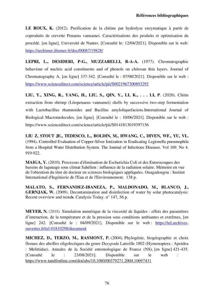 Valorisation Biotechnologique des Coproduits de Crustacés : étude du pouvoir antimicrobien du chitosane et traitement d\'une eau contamineé par Legionella Penumophila