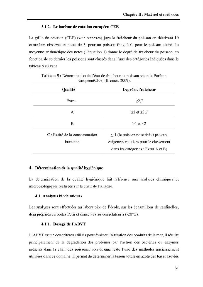 Effet des engins de pêche sur la qualité organoleptique et hygiénique de l\'allache Sardeinella aurita Valenciennes,1847 de la région centre de la côte Algérienne