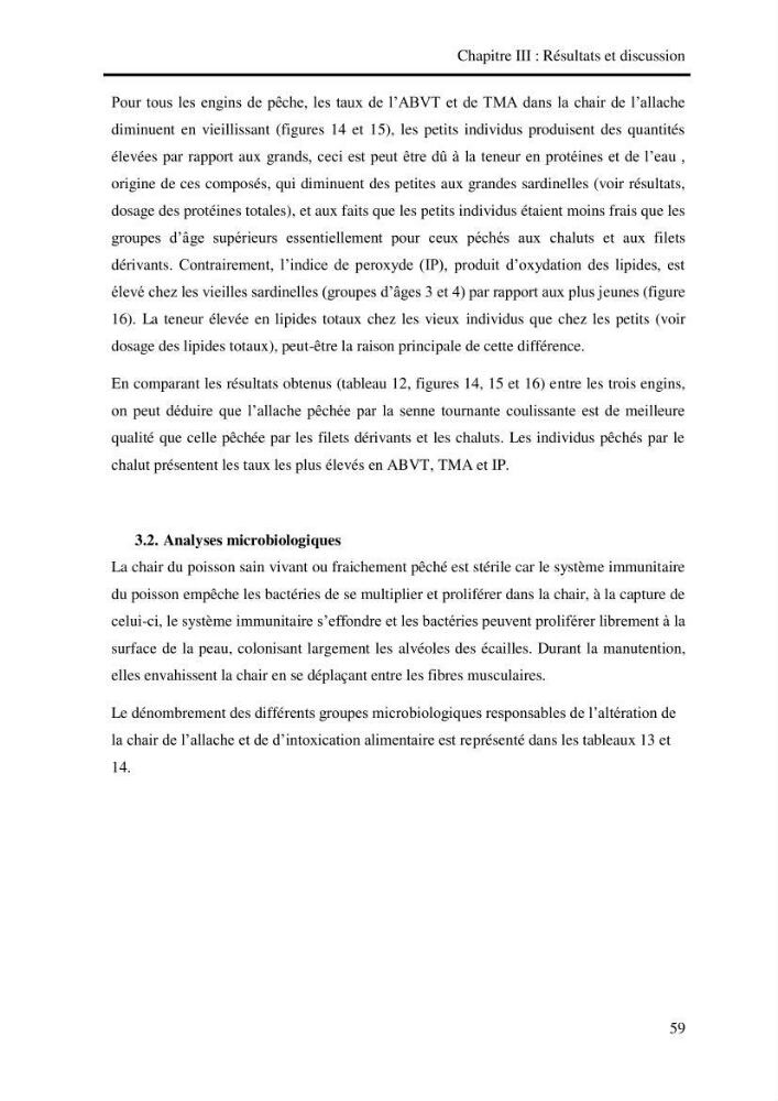 Effet des engins de pêche sur la qualité organoleptique et hygiénique de l\'allache Sardeinella aurita Valenciennes,1847 de la région centre de la côte Algérienne