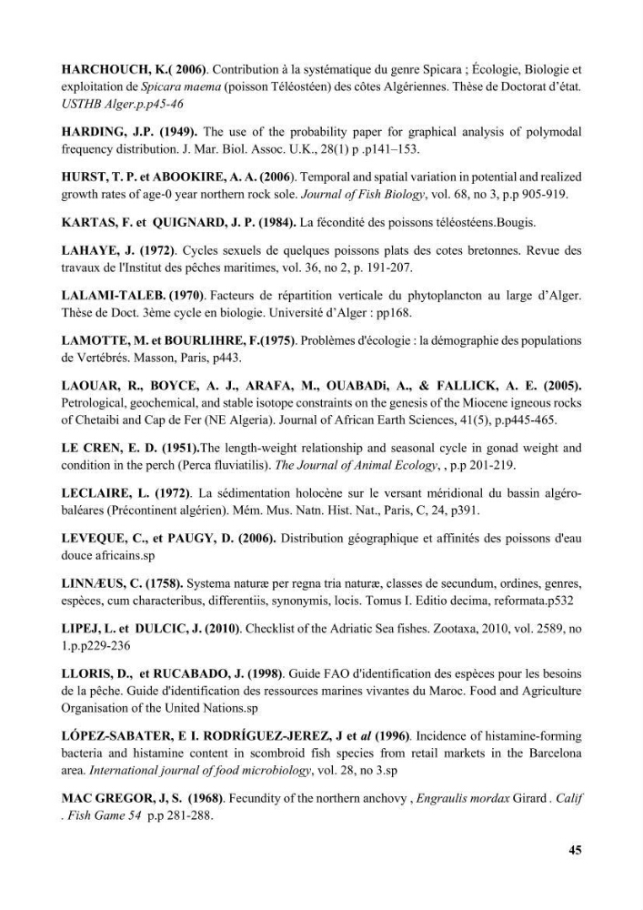 Age, croissance et reproduction de la sole Pegusa lascaris (Risso, 1810) des eaux centre algériennes
