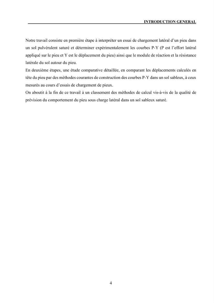 Dimensionnement des fondations sur pieux sous charge horizontale – étude comparative des méthodes de calcul dans un sol sableux saturé: