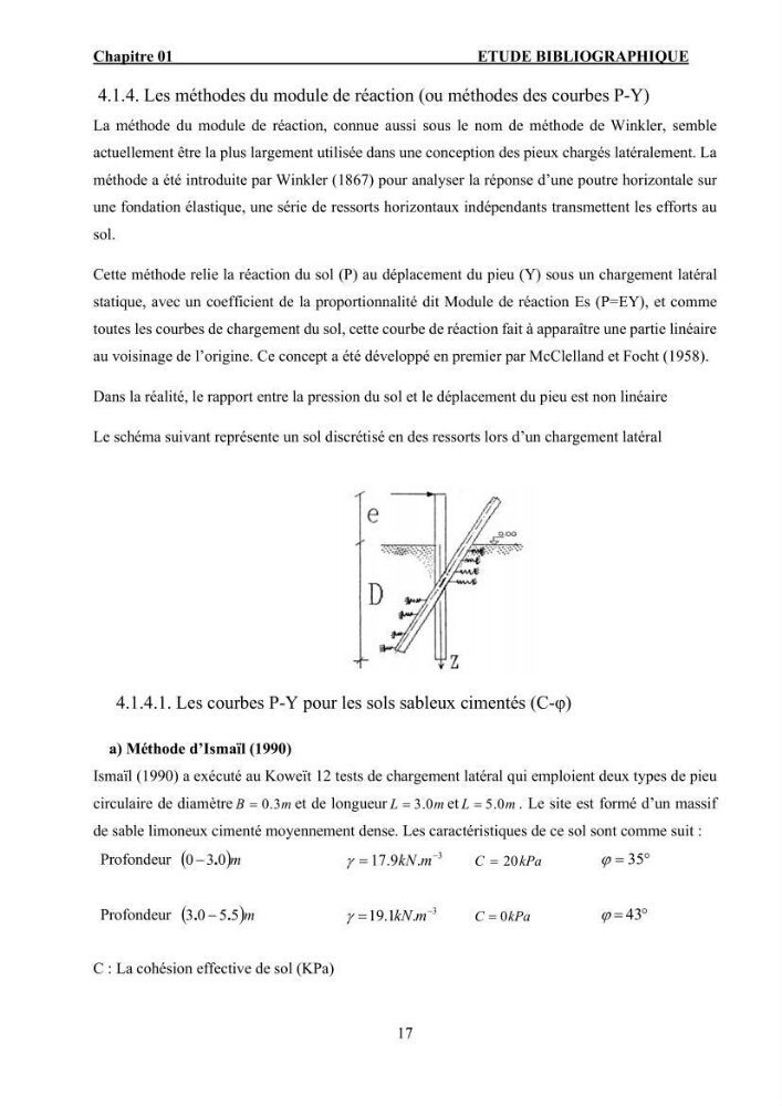 Dimensionnement des fondations sur pieux sous charge horizontale – étude comparative des méthodes de calcul dans un sol sableux saturé: