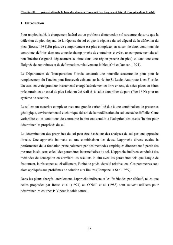 Dimensionnement des fondations sur pieux sous charge horizontale – étude comparative des méthodes de calcul dans un sol sableux saturé: