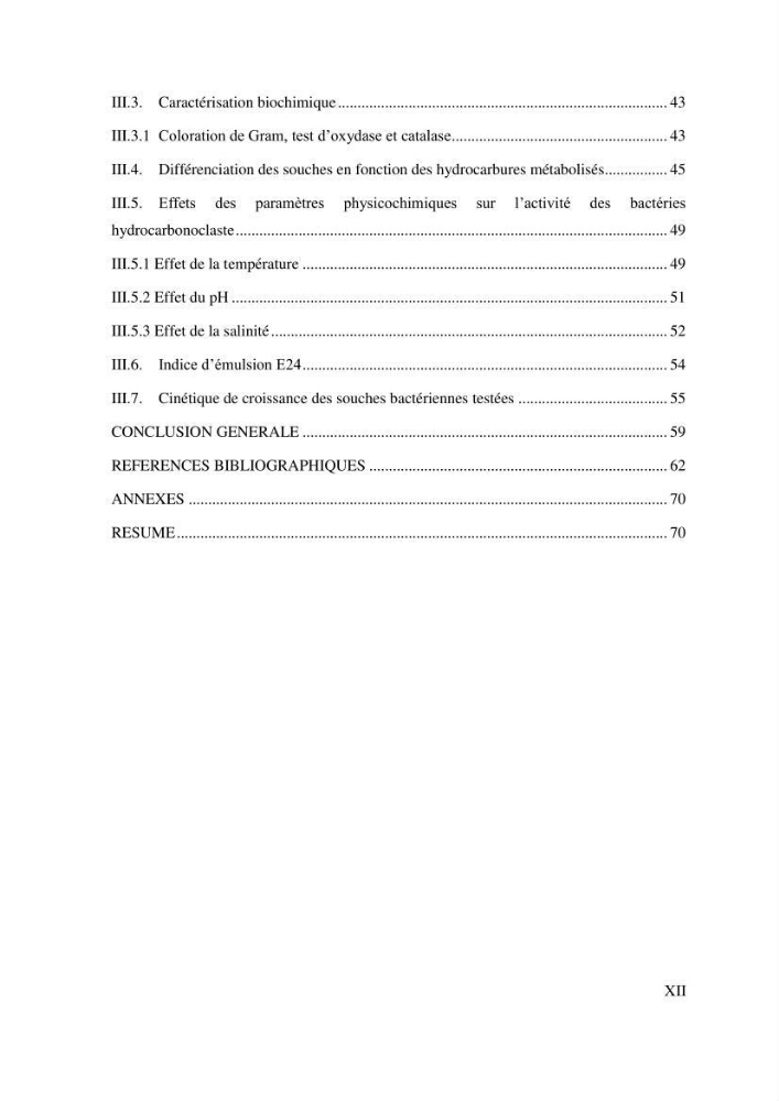 Les effets des paramètres physicochimiques sur l\'activité des bactéries marines hydrocarbonoclastes