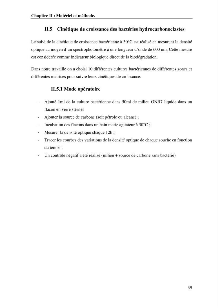 Les effets des paramètres physicochimiques sur l\'activité des bactéries marines hydrocarbonoclastes